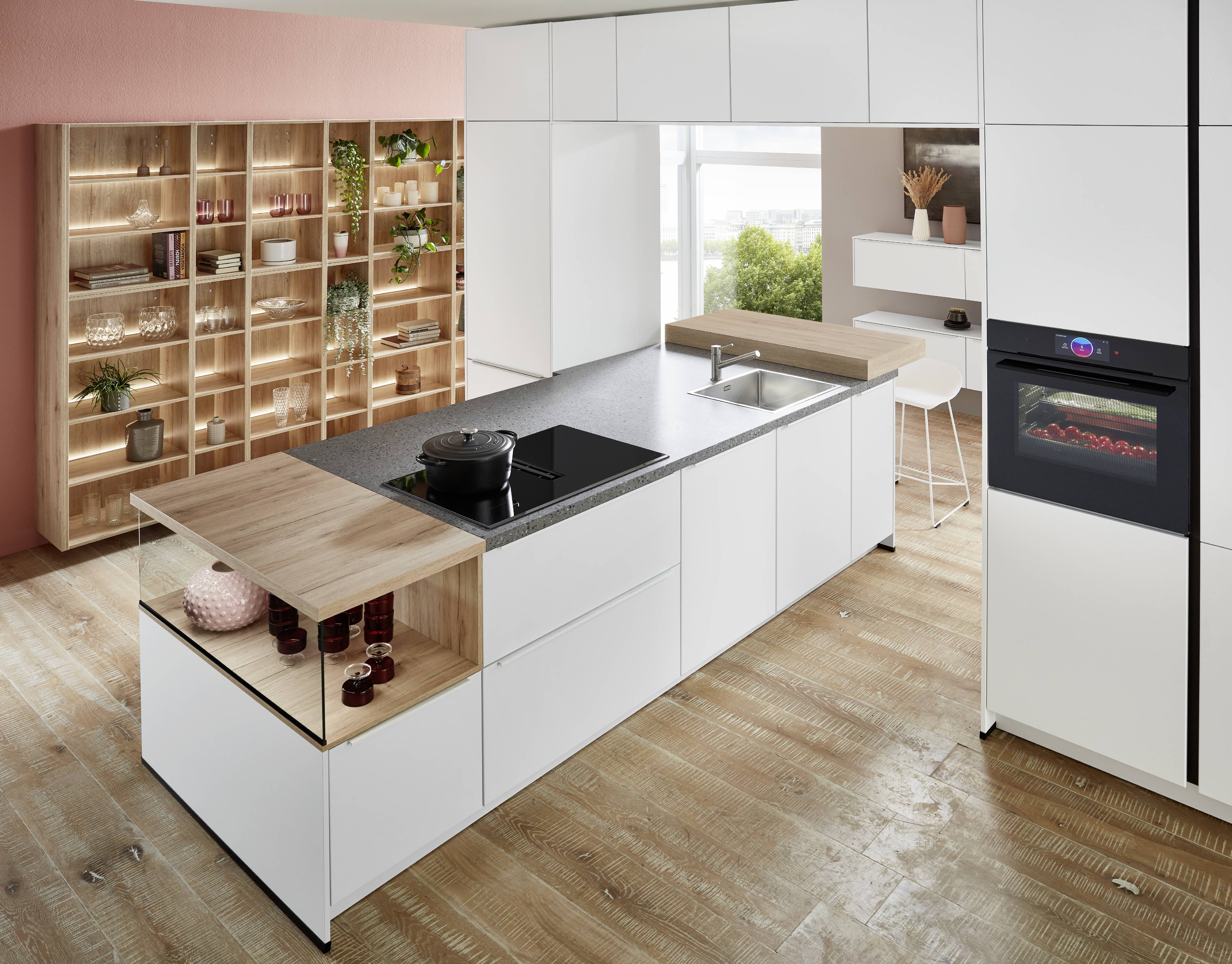 Nobilia Mattweiß grifflos mit BOSCH-Geräten